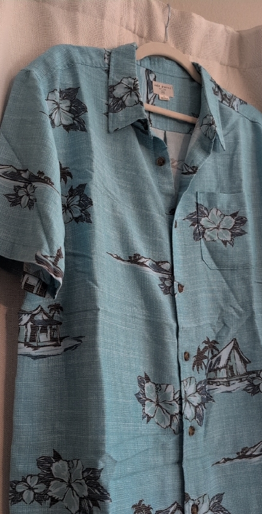 O'Neill Blue Hawaiian Print Men's Shirt EUC